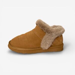 Natural Reflections Tan Suede Fur-Lined Fuzzy Trim Boots Cozy Women’s Size 7
